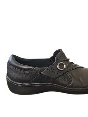 Clarks Women's Cora Aubrie Black Slip On Comfort Shoe Size 6.5